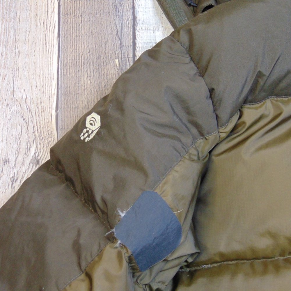 Mountain Hardwear Men M Full Zip Goose Down Puffer Jacket Brown Coat *Patched* - Picture 9 of 11